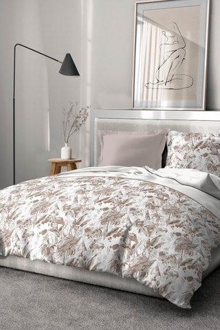 Parure de couette en percale de coton 80 fils/cm² La Nomade - Taupe et blanc
