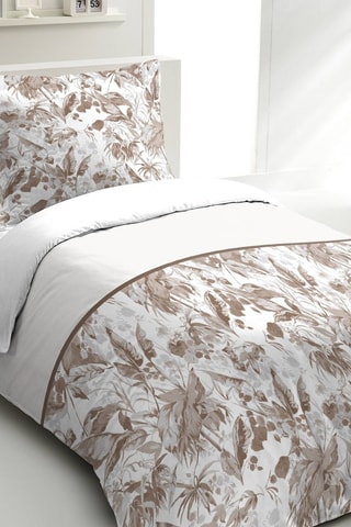 Parure de couette en percale de coton 80 fils/cm² La Nomade - Taupe et blanc