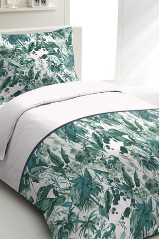 Parure de couette en percale de coton 80 fils/cm² La Nomade - Vert et blanc