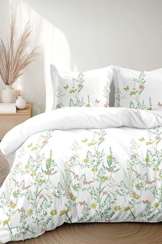 Parure de couette en percale de coton 80 fils/cm² L'Insoumise - Blanc et vert