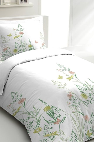 Parure de couette en percale de coton 80 fils/cm² L'Insoumise - Blanc et vert