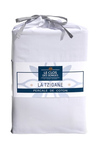 Parure de couette en percale de coton 80 fils/cm² La Tzigane - Blanc et gris