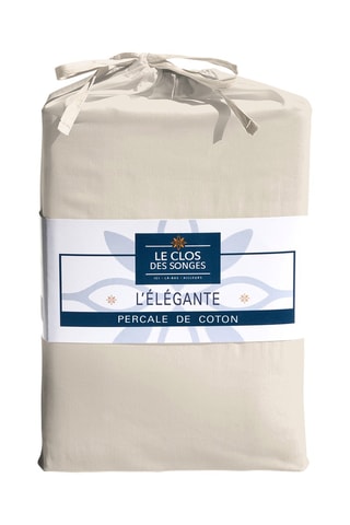Parure de couette en percale de coton 80 fils/cm² L'élégante - Beige et gris