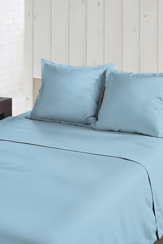 Drap plat en percale de coton 80 fils/cm² La Beguine - Bleu maya