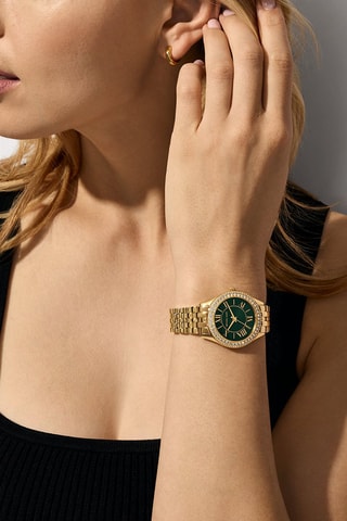 Montre à quartz en acier Harlowe - Doré et vert