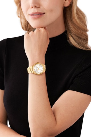 Montre à quartz en acier - Doré et blanc