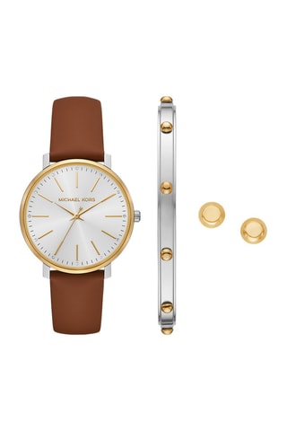 Coffret montre à quartz en cuir, jonc et puces