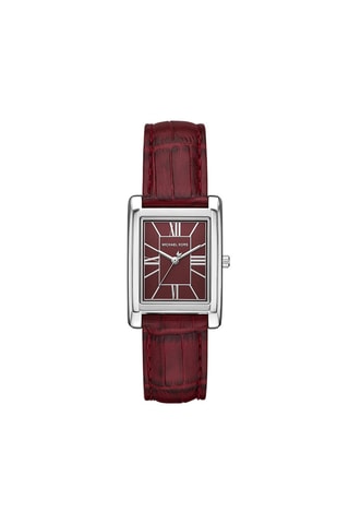 Montre à quartz en cuir - Bordeaux et argenté