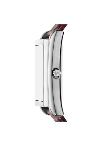 Montre à quartz en cuir - Bordeaux et argenté