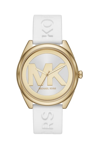 Montre à quartz en silicone - Blanc et doré