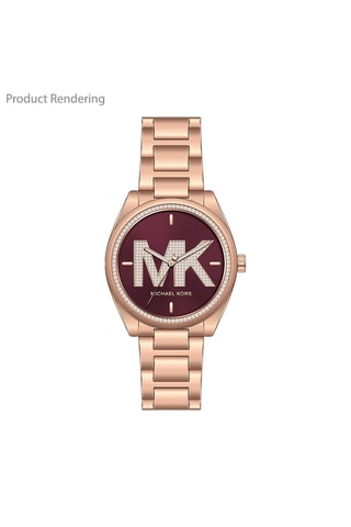 Montre à quartz en acier - Doré rose et bordeaux