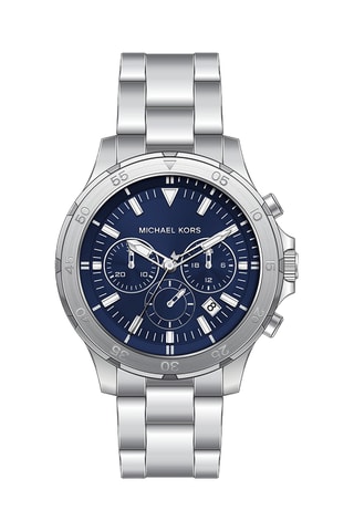 Montre à quartz en acier - Chronographe - Argenté et bleu