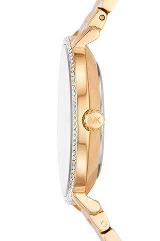Coffret montre à quartz en acier, bracelet et puces - Doré
