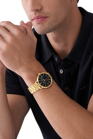 Montre à quartz en acier - Doré et noir