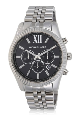Montre à quartz en acier - Chronographe - Argenté