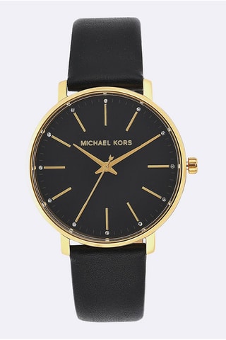 Montre à quartz en cuir - Noir et doré