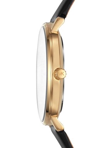 Montre à quartz en cuir - Noir et doré