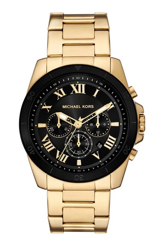 Montre à quartz en acier - Chronographe - Doré et noir
