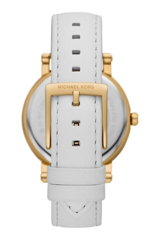 Montre à quartz en cuir - Blanc et doré