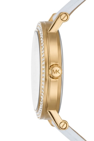 Montre à quartz en cuir - Blanc et doré