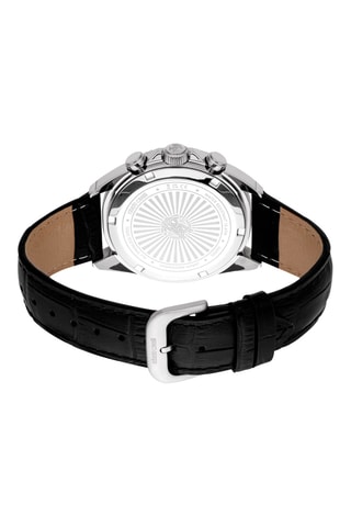Montre à quartz en cuir - Chronographe - Noir et argenté