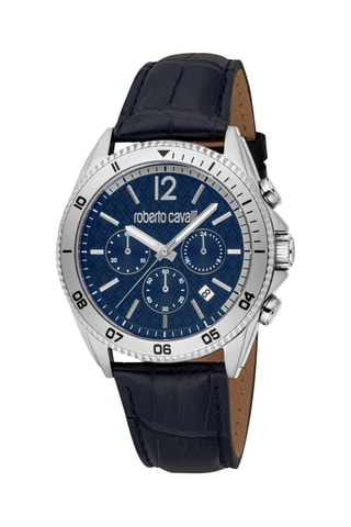 Montre à quartz en cuir - Chronographe - Noir et argenté