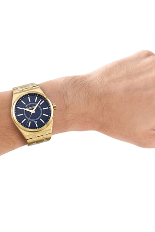 Montre à quartz en acier - Doré et noir