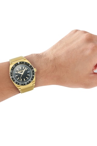 Montre à quartz en acier - Doré et noir