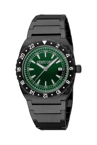 Montre à quartz en acier - Noir et vert