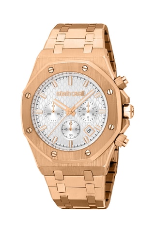 Montre à quartz en acier - Chronographe - Doré rose et argenté