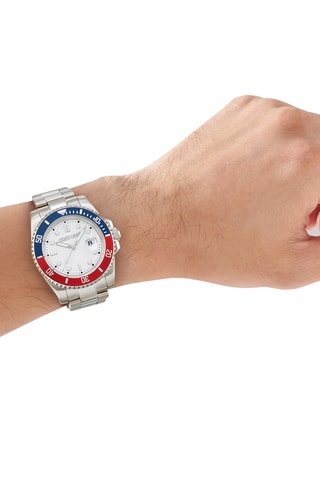 Montre à quartz en acier - Argenté et bleu