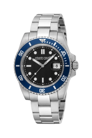 Montre à quartz en acier - Argenté et bleu