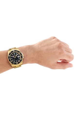 Montre à quartz en acier - Doré et noir