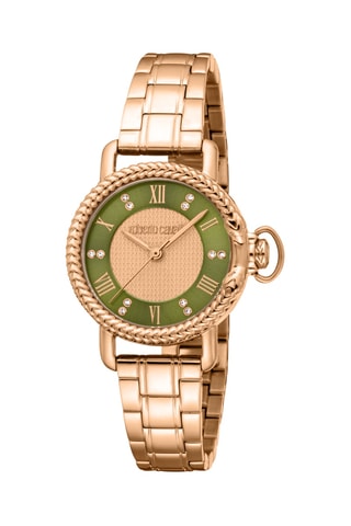 Montre à quartz en acier - Doré rose et vert