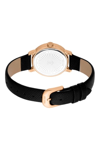 Montre à quartz en cuir - Noir et doré rose