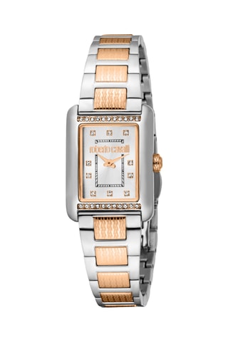 Montre à quartz en acier - Argenté et doré rose