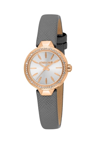 Montre à quartz en cuir - Gris et doré rose