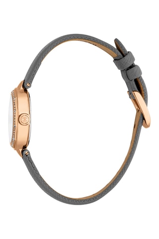Montre à quartz en cuir - Gris et doré rose