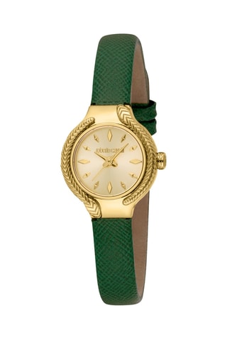 Montre à quartz en cuir - Vert et doré