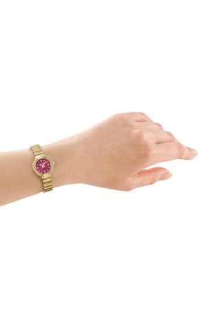 Montre à quartz en acier - Doré et rouge