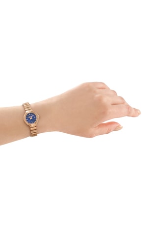 Montre à quartz en acier - Doré rose et bleu