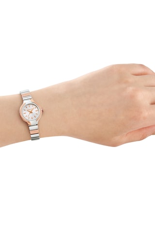 Montre à quartz en acier - Argenté et doré rose