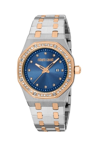 Montre à quartz en acier - Argenté et doré rose