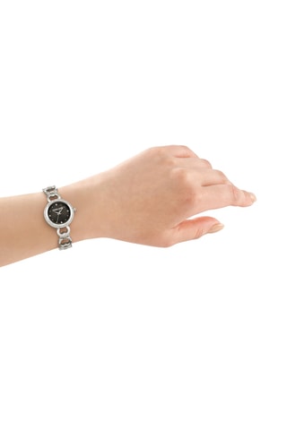 Montre à quartz en acier - Argenté et noir