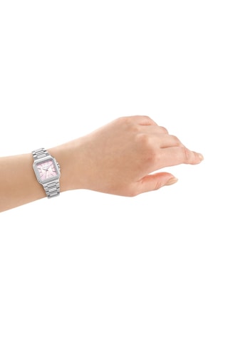 Montre à quartz en acier - Argenté et rose