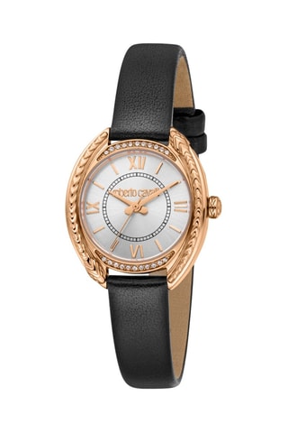 Montre à quartz en cuir - Noir et doré rose