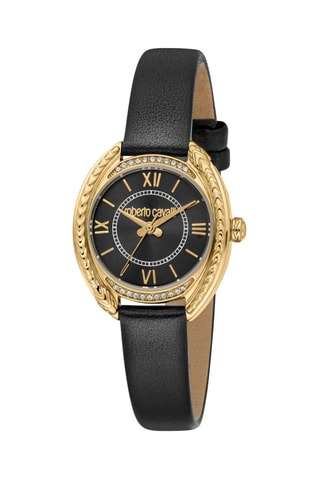 Montre à quartz en cuir - Noir et doré