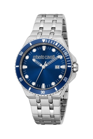Montre à quartz en acier - Argenté et bleu