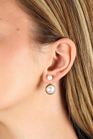 Boucles d'oreilles - Doré et blanc
