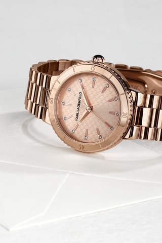 Montre à quartz en acier - Doré rose